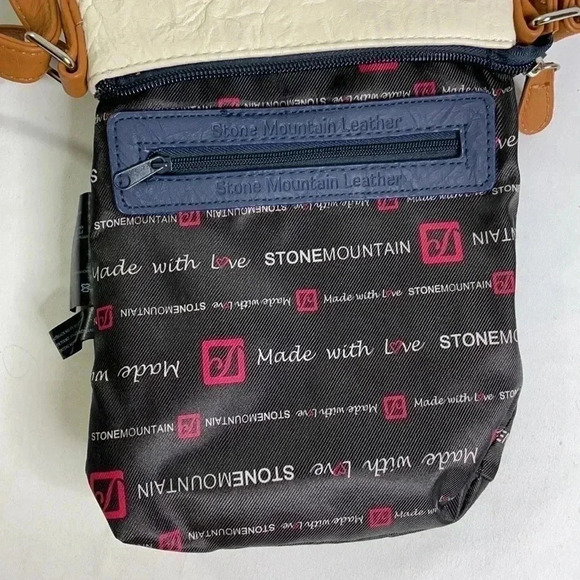 New Stone Mountain White Blue Leather Crossbody - Picture 8 of 11